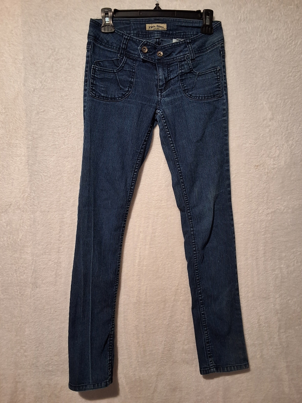Paris Blues Dark Blue Skinny Jeans with Double Button